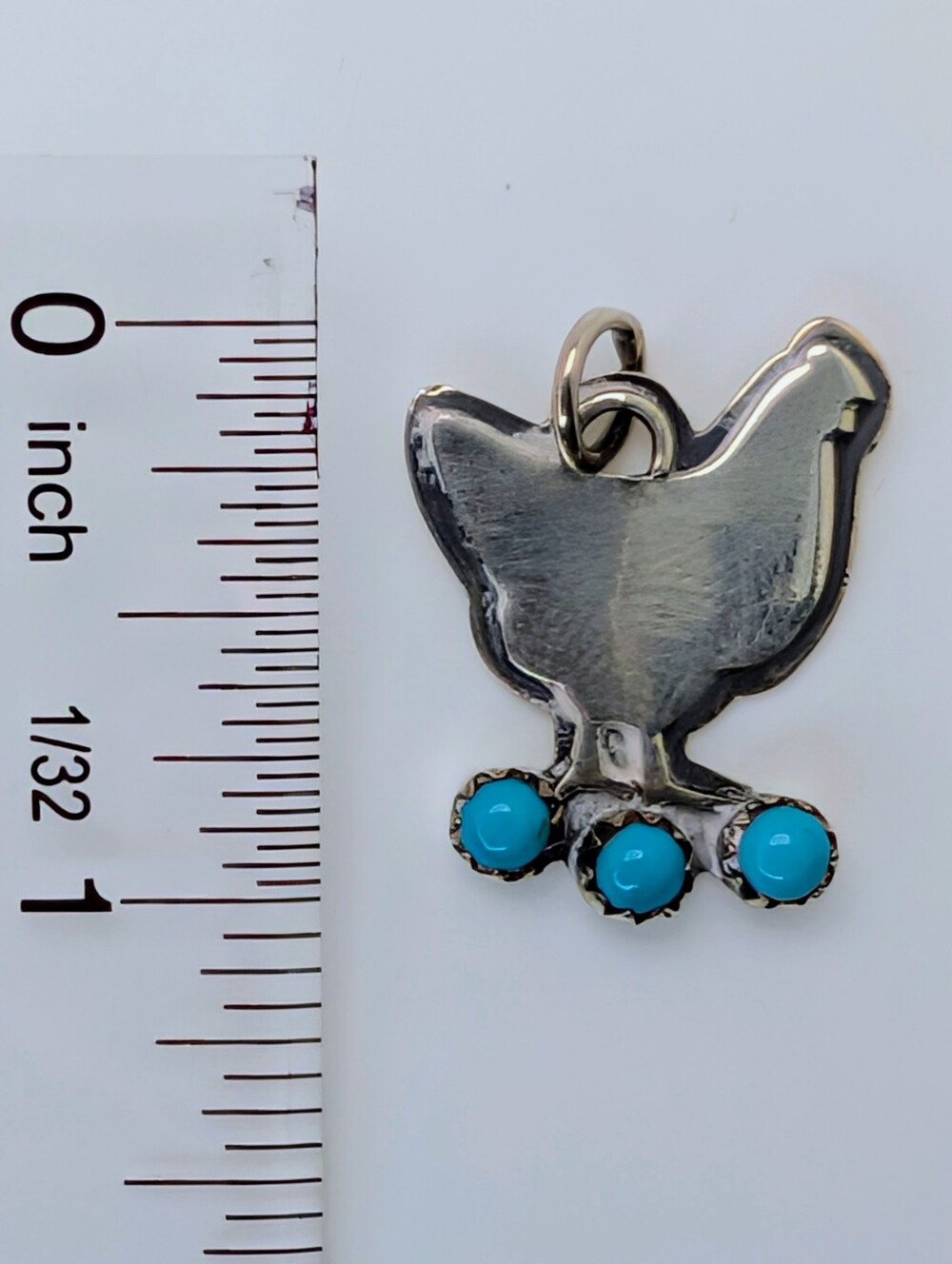 Chicken Pendant Kingman Turquoise S925 Sterling Silver - Picture 3 of 4